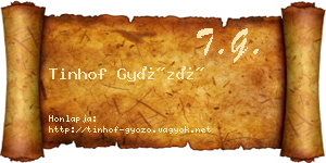 Tinhof Győző névjegykártya